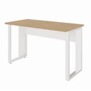 Ver imagem 2 de Mesa Escrivaninha 120 cm X 60 cm Tampo 25 mm Design Industrial F5 Office Cor:Macadâmia com Branco