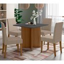 Ver imagem 1 de Conjunto Sala de Jantar Quadrada Mesa Helo 90cm e 04 Cadeiras Josi Poliman Móveis