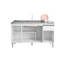Balcão Armário de Cozinha Tatiane 150cm Branco S/tampo - Ajl Móveis - 2