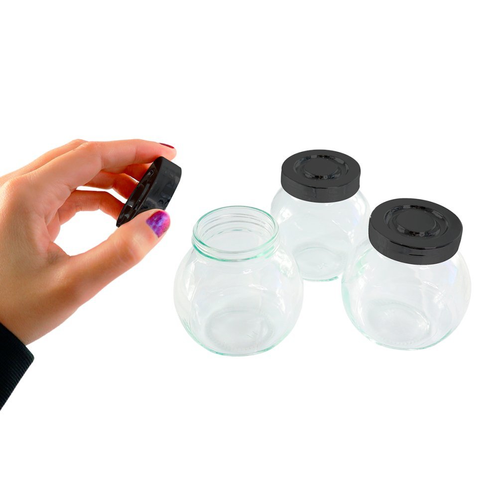 Conjunto 3 Unidades Porta Condimentos 150ml Preto Cozinha - 3