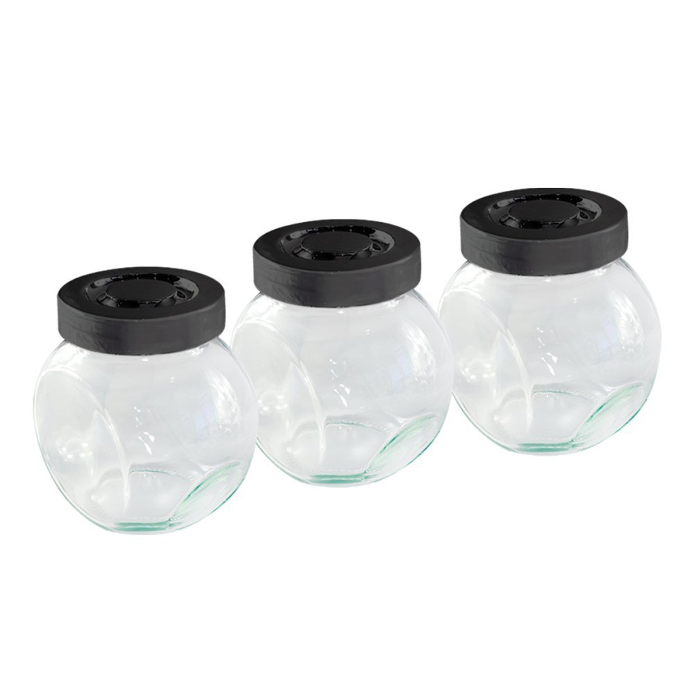 Conjunto 3 Unidades Porta Condimentos 150ml Preto Cozinha