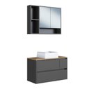 Ver imagem 2 de Conjunto para Banheiro Gabinete Suspenso 80cm com Cuba e Espelheira Belarus Preto/Grafite
