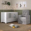 Ver imagem 1 de Berço 3X1 Com Colchão Incluso E Poltrona De Amamentação Elza Mp4088 Branco/Cinza Branco/Cinza
