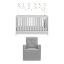 Ver imagem 2 de Berço 3X1 Com Colchão Incluso E Poltrona De Amamentação Elza Mp4088 Branco/Cinza Branco/Cinza