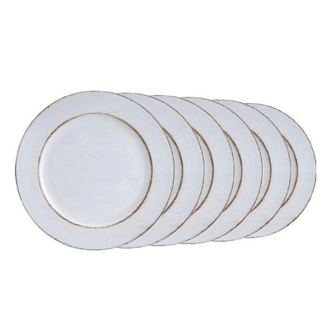 Jogo 6 Sousplat Patinado Opala Branco Lyor