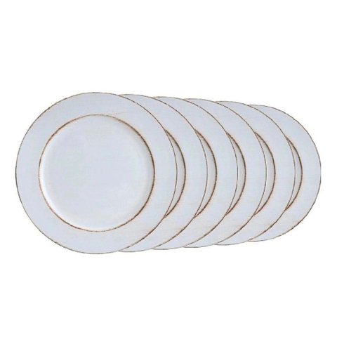 Jogo 6 Sousplat Patinado Opala Branco Lyor