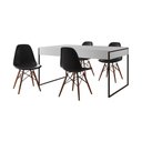 Ver imagem 6 de Mesa Jantar Industrial Retangular Filadélfia Branca 137x90cm Base Ferro Preto com 4 Cadeiras Pretas