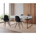 Ver imagem 1 de Mesa Jantar Industrial Retangular Filadélfia Branca 137x90cm Base Ferro Preto com 4 Cadeiras Pretas