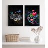 Kit 2 Quadros Cérebro Coração- Flores e Borboletas 24x18cm - com Vidro:madeira Preta - 1