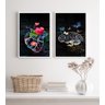 Kit 2 Quadros Cérebro Coração- Flores e Borboletas 24x18cm - com Vidro:madeira Preta - 2