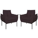 Ver imagem 1 de Kit 02 Poltronas Base Metal Preto Sala Quarto Balaqui Decor Cor:cinza