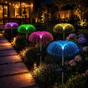 Ver imagem 2 de Kit 2 Luminaria Solar Colorida Cascata Energia Sol sem Fio Poste Luz Jardim IP65 Espeto Agua Viva de