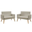 Ver imagem 1 de Kit 2 Poltronas Namoradeira Nina com Rodapé Courino Bege Aradecor