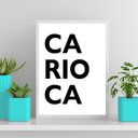Ver imagem 1 de Quadro Decorativo Palavra Carioca 33x24cm - com vidro:Madeira branca