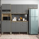 Ver imagem 1 de Armário de Cozinha Compacta 12 Portas 1 Gaveta com Balcão London - Freijó/gris