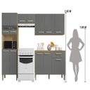 Ver imagem 5 de Armário de Cozinha Compacta 12 Portas 1 Gaveta com Balcão London - Freijó/gris