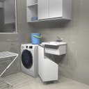 Ver imagem 2 de Encaixe para Lavanderia Multiuso com Rodinhas Armário Nicho Embutir Gabinete Tanque