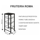 Ver imagem 2 de Fruteira de Chão Cozinha Montada Aço Branco Tampo Canela Roma