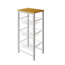 Ver imagem 2 de Fruteira de Chão Cozinha Montada Aço Branco Tampo Canela Roma