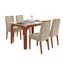 Ver imagem 1 de Conjunto Sala de Jantar Mesa Tampo em Vidro 1,20m Mel 4 Cadeiras Bel
