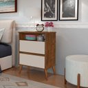 Ver imagem 2 de Mesa de Cabeceira Onix 2 Gavetas - Freijó Wood/Off White