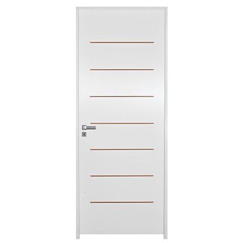 Porta de Madeira Semi-Oca Primer Cristal Frisada Bat.11 cm Eco Fech Exter Modena-210x72 Lado Direito