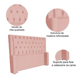 Cabeceira Para Cama Box Emma Luxo Veludo Cores - DS Estofados - Solteiro - Rosa - 3 Cabeceira Para Cama Box Emma Luxo Veludo Cores - DS Estofados - Solteiro - Rosa - 3