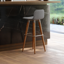 Ver imagem 1 de Banqueta Línea em Linho Sofisticado Champanhe Assento Cinza