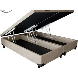 Base Cama Box Bau Queen Lobbox 1,58 X 1,98 X 0,39 Suede Amass Bege