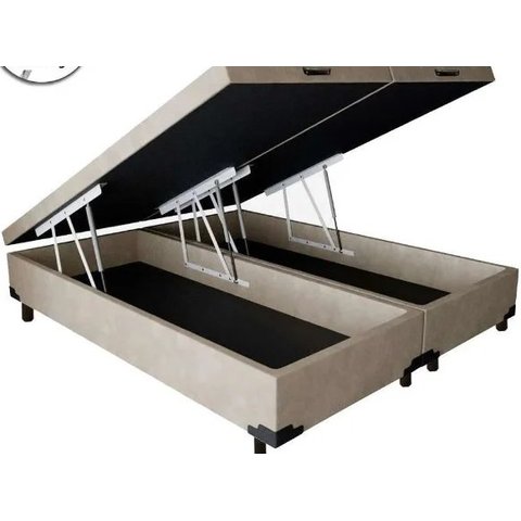 Base Cama Box Bau Queen Lobbox 1,58 X 1,98 X 0,39 Suede Amass Bege