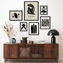 Kit Composição 6 Quadros Minimalistas Arte Moderna - com Vidro:madeira Preta - 1