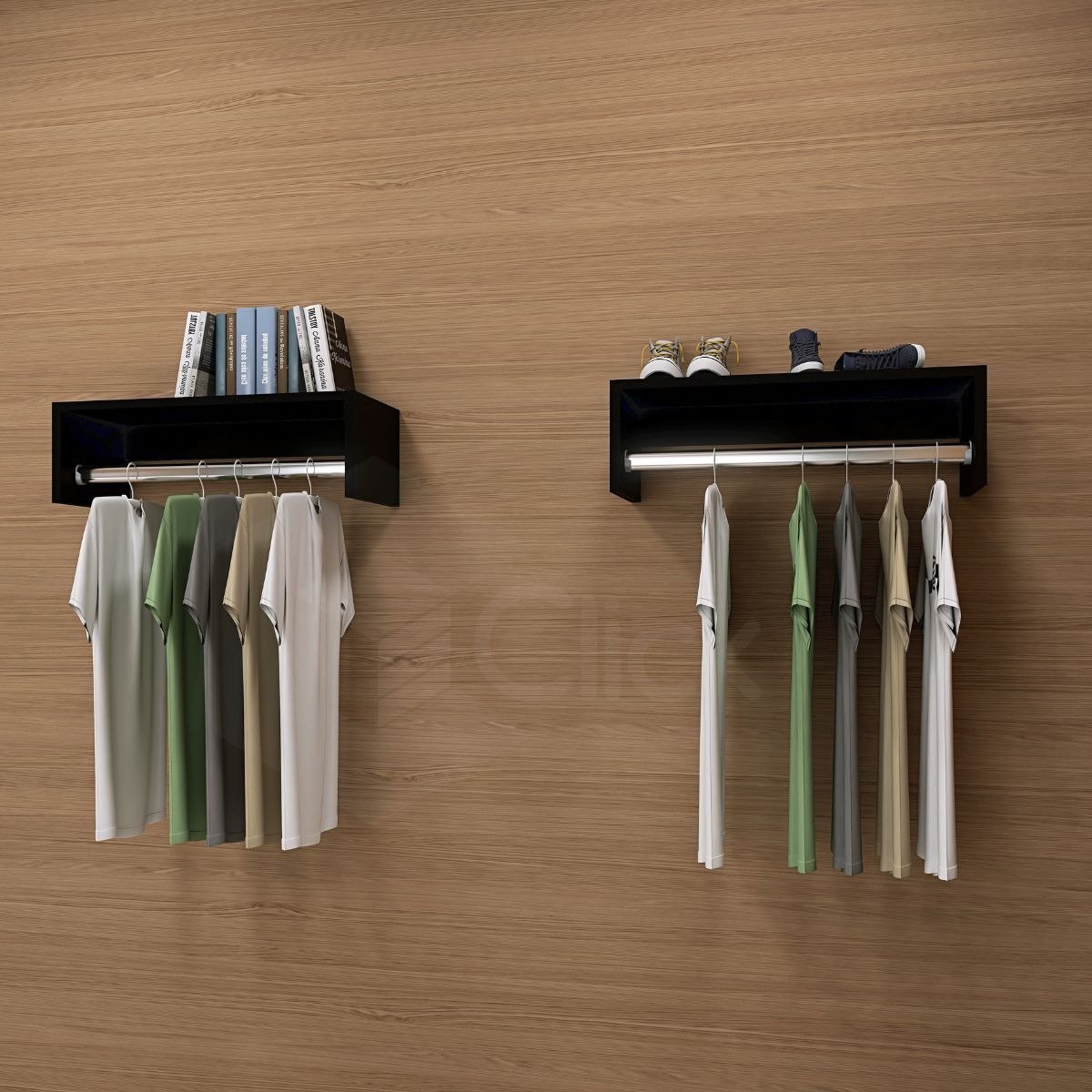 Kit com 2 Araras Aérea Para Suporte De Roupas Espaçosa Nova Decor Cabideiro multiuso - 2