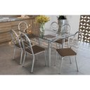 Ver imagem 1 de Kit 6 Cadeiras Sala Jantar Elba C/ Tampo de Vidro 150cm e 6 Cadeiras Holanda Cromada - Courano