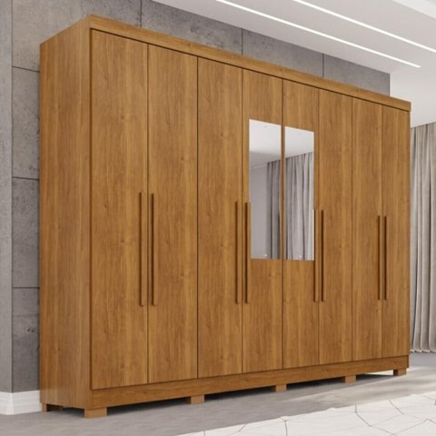 Guarda-Roupa Casal com Espelho 8 Portas 241cm Multimóveis Madeirado