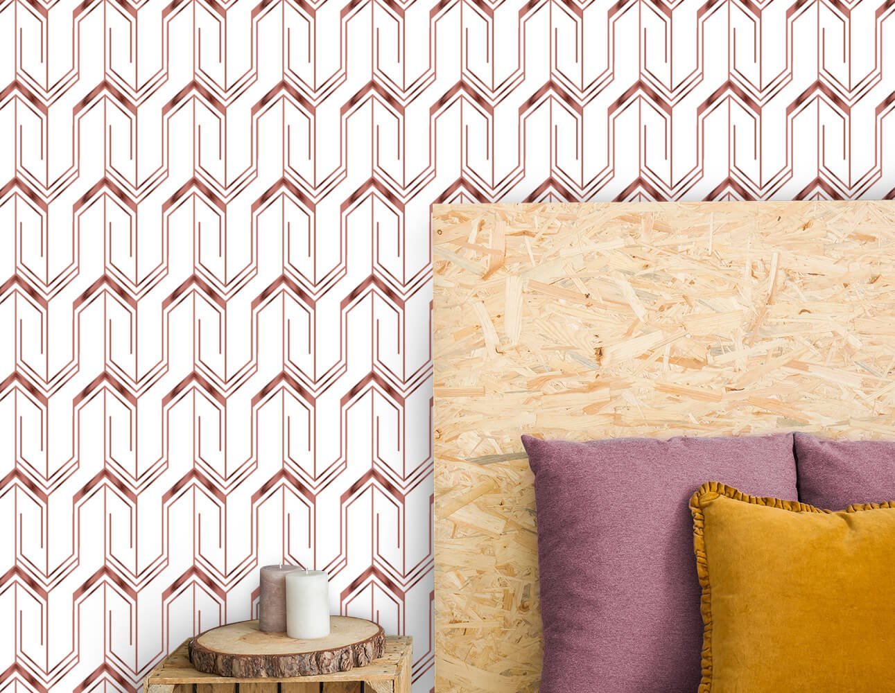 Papel de Parede Geométrico Rose Gold 3 Arte Destaque 2 Metros - 1