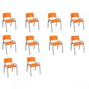 Ver imagem 1 de Kit 10 Cadeira Iso Infantil Creche, Base Cinza Laranja