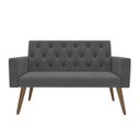 Ver imagem 1 de Estilo na Recepção Kit Namoradeira + 2 Poltronas Capitonê Cinza-escuro