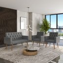 Ver mais imagens de Estilo na Recepção Kit Namoradeira + 2 Poltronas Capitonê Cinza-escuro