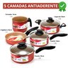 Jogo de Panelas 05 Peças Antiaderentes C/ Tampas de Vidro + 05 Descansos Rendodos + Colher de Silico - 3
