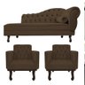 Kit Diva Recamier Juliana 130cm Lado Esquerdo e 02 Poltronas Classic Suede Marrom - Amarena Móveis - 2