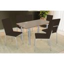 Ver imagem 1 de Sala de Jantar Completa Elba Tampo Madeirado C/ Vidro 160cm e 6 Cadeiras Amsterdã Cromada/freijo