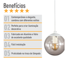 Ver imagem 5 de Pendente Branco C/ Globo de Vidro Fume de 14cm + Led 2w