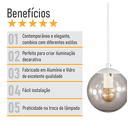 Ver imagem 5 de Pendente Branco C/ Globo de Vidro Fume de 14cm + Led 2w