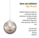 Ver imagem 6 de Pendente Branco C/ Globo de Vidro Fume de 14cm + Led 2w