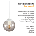 Ver imagem 6 de Pendente Branco C/ Globo de Vidro Fume de 14cm + Led 2w