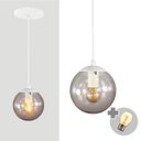 Ver imagem 1 de Pendente Branco C/ Globo de Vidro Fume de 14cm + Led 2w