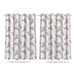 Kit Cortina Infantil Flores Rosa + 3 Capas Almofada 2,6x1,5m - 2