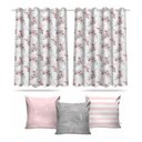 Ver imagem 1 de Kit Cortina Infantil Flores Rosa + 3 Capas Almofada 2,6x1,5m