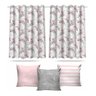Kit Cortina Infantil Flores Rosa + 3 Capas Almofada 2,6x1,5m - 1