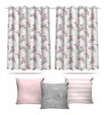 Ver imagem 1 de Kit Cortina Infantil Flores Rosa + 3 Capas Almofada 2,6x1,5m